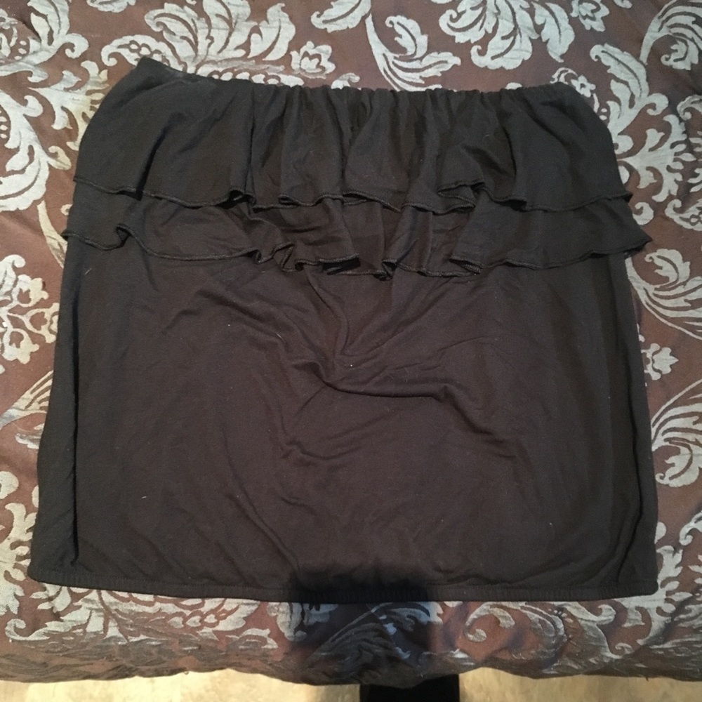 American Eagle Black Ruffle Tube Top